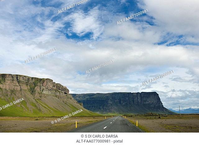 Iceland, road running along cliffs
