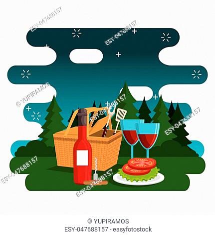 picnic party celebration scene vector illustration design