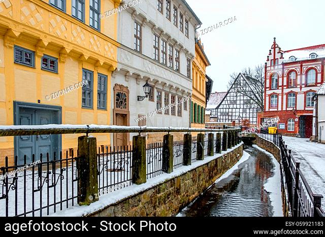 Welterbestadt Quedlinburg im Winter mit Schnee Winterimpressionen