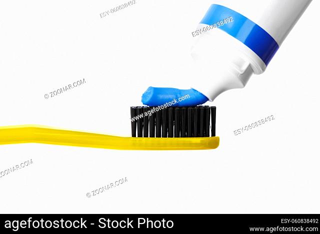 Toothbrush and paste isolated on white background