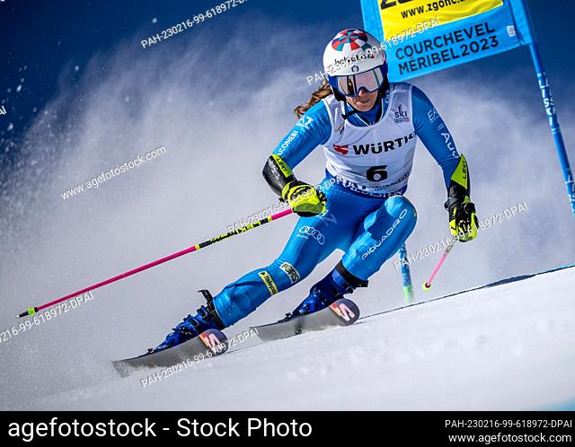 16 February 2023, France, Courchevel: Alpine Skiing: World Championship, Giant Slalom Women: Marta Bassino of Italy skis in 1st run