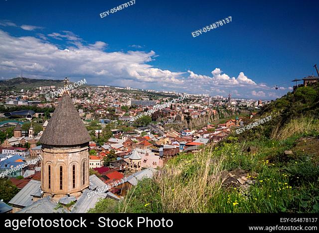traveling caucasus in georgia Kldisubani Saint George basilica at sunny day