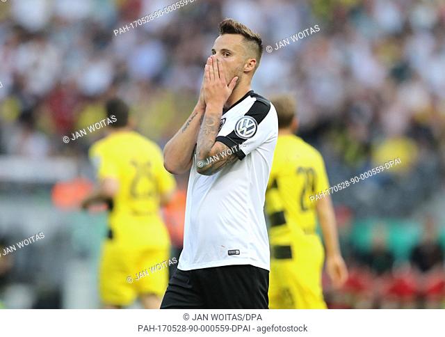 Frankfurt's Haris Seferovic reacts during the German DFB Cup final soccer match between Eintracht Frankfurt and Borussia Dortmund in the Olympic Stadium...