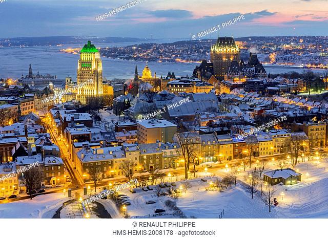 Canada, Quebec province, Quebec City in winter, the Upper Town of Old Québec declared a World Heritage by UNESCO