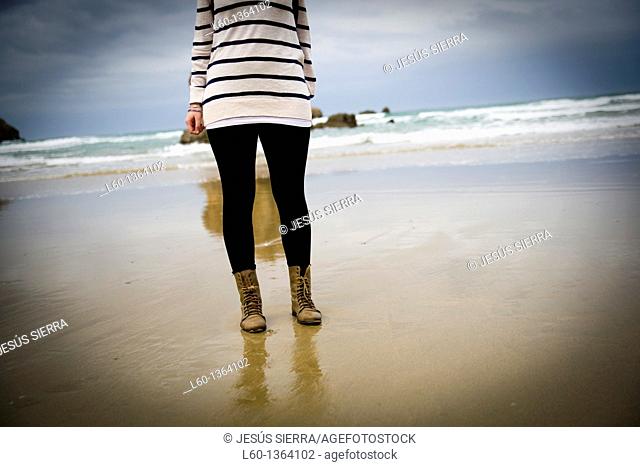 Girl in the beach, Asturias, Spain