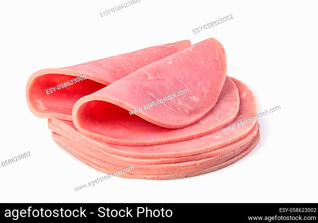 pork ham slices isolated on white background