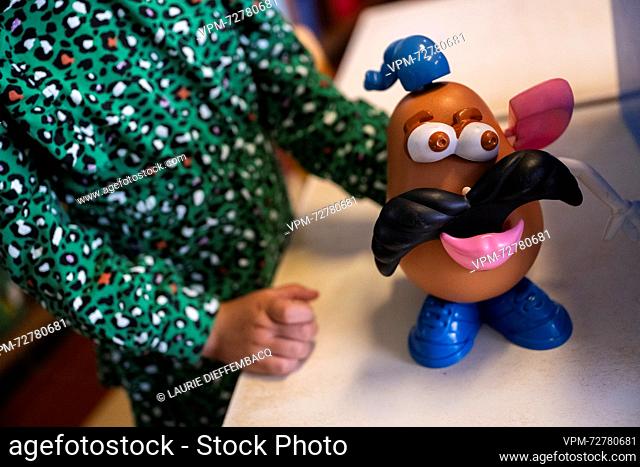 Illustration picture shows a child playing with a Mr Potato head in the classroom on the first day of the new school year at a kindergarden in...
