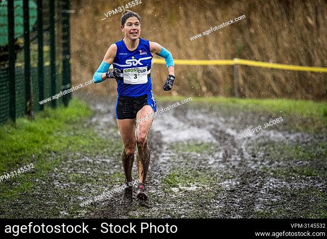 Belgian Hanna Vandenbussche pictured in action during the women's race at the Roeselare crosscup athletics event, the third stage of the sixth of the CrossCup...