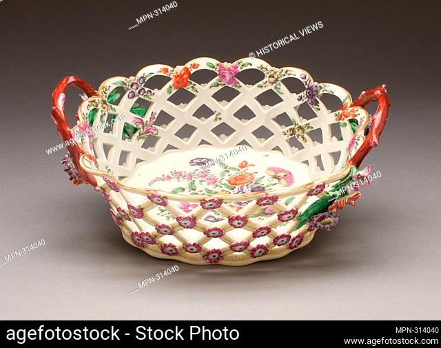 Worcester Royal Porcelain Company. Basket - About 1770 - Worcester Porcelain Factory Worcester, England, founded 1751. Soft-paste porcelain with polychrome...