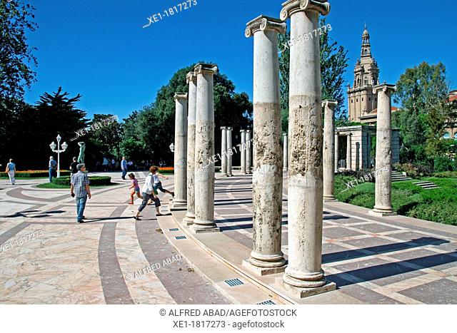 columns, amphitheater, Joan Maragall Gardens, Montjuic, Barcelona, Catalonia, Sapin