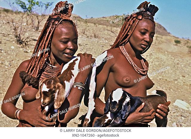 Young Himba girls tending their goats, Namibia