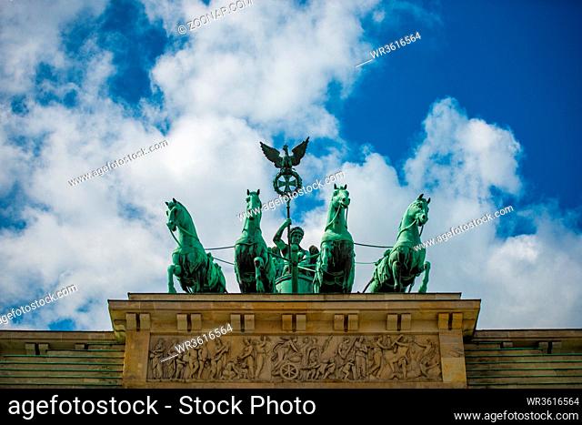 quadriga on top of the Brandenburg Gate in Berlin