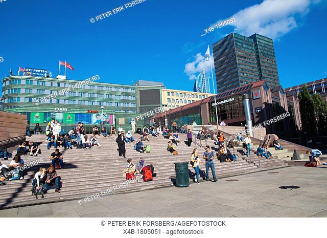 Jernbanetorget square in front of main railway station Sentrum central Oslo Norway Europe