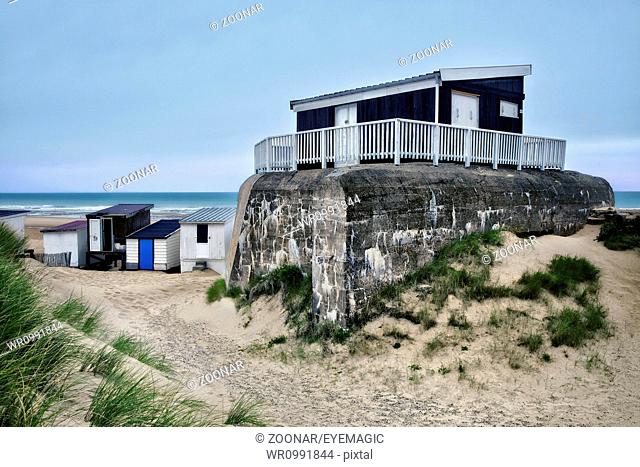 bech hut on the bunker, Calais, France