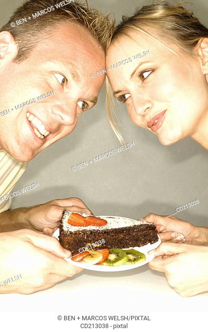 Couple with cake