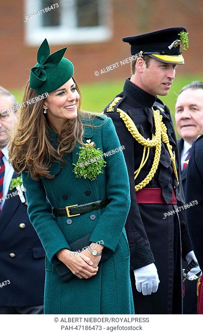 Britains Prince William und Duchess Catherine are guests of honour at this year-s Irish Guards- St Patrick-s Day Parade in Aldershot, Great Britain