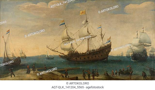 A number of East Indiamen off the Coast (The Mauritius and other East Indiamen Sailing out of the Marsdiep), Hendrik Cornelisz. Vroom, c. 1600 - c
