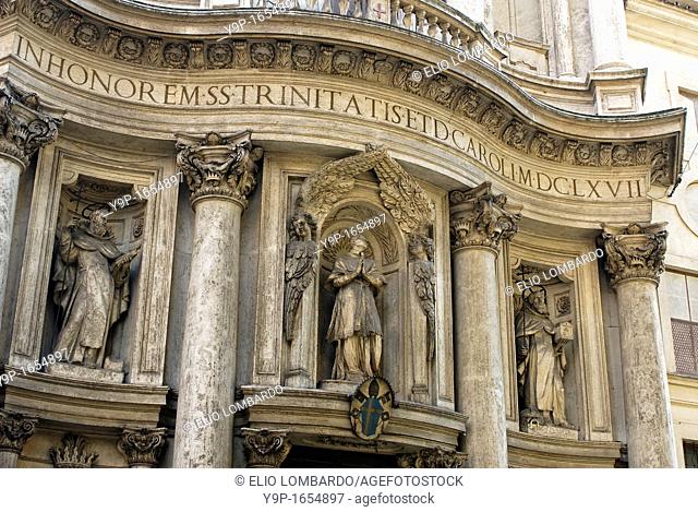 San Carlo alle Quattro Fontane Church, better know as San Carlino, Detail of Facade, Rome, Latium, Italy