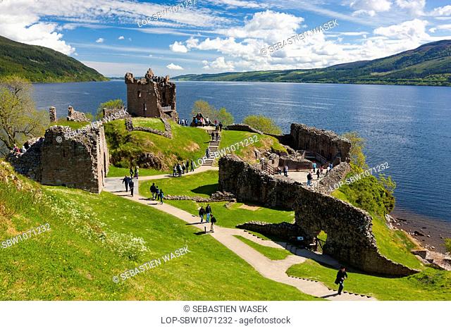 The remains of Urquhart castle on Loch Ness