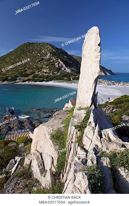 Italy, Sardinia, East coast, Castiadas, near Villasimius, Punta Molentis, rock formation
