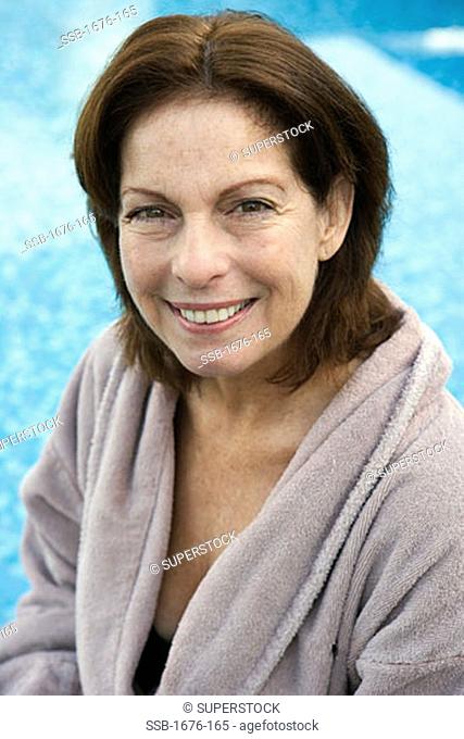 Portrait of a mature woman wearing a bathrobe