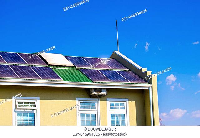 Modern House Solar Photovoltaic Panels Blue Sky, Stock Photo, Picture And  Low Budget Royalty Free Image. Pic. ESY-014179259 | agefotostock
