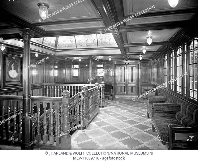 First class staircase and landing, with dome. Ship No: 336. Name: Ryndam. Type: Passenger Ship. Tonnage: 12302. Launch: 18 May 1901