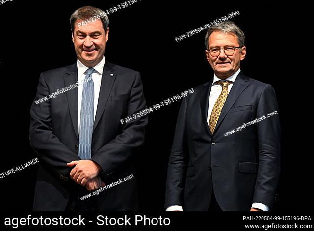 04 May 2022, Bavaria, Prien Am Chiemsee: Markus Söder (l, CSU), Minister President of Bavaria, and Thomas Karmasin (CSU)