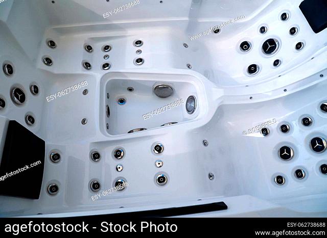 Details of a whirlpool with many jets for massage