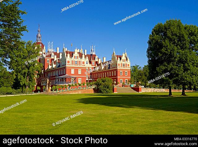 New castle in the Pcklerpark Bad Muskau, Upper Lusatia, Saxony, Germany