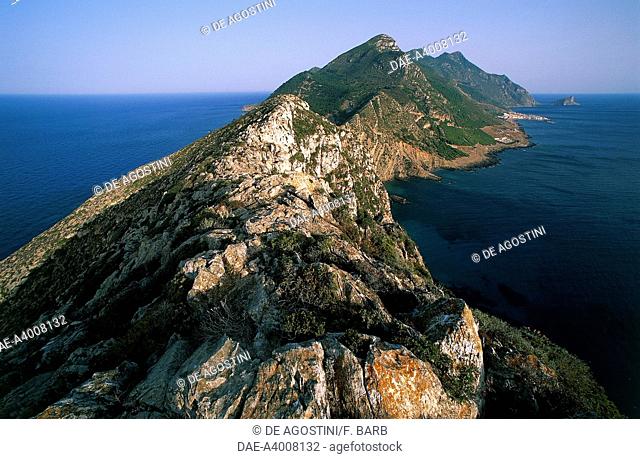 The island of Marettimo seen from Punta Capuana, Egadi islands, Sicily