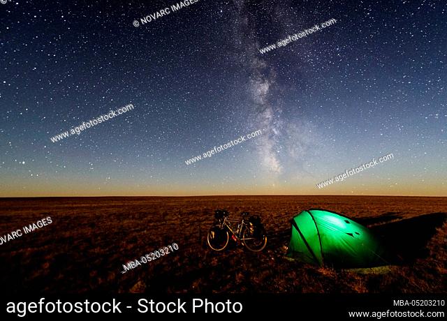 Camping under the stars in the Gobi Desert, Mongolia