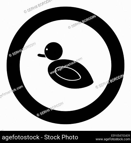 Duck icon black color in circle vector illustration isolated