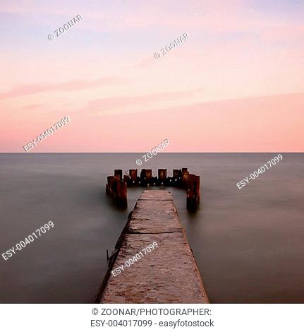seascape with old pier