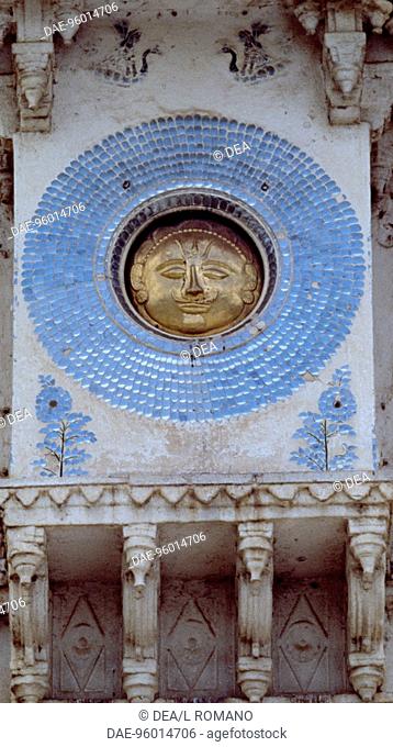 The Sun window of the City Palace in Udaipur, Rajasthan, India. Indian civilization, 17th century