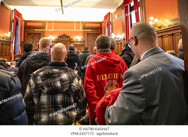 Illustration shows lots of people for the announce of the verdict at the police court on the train accident in Buizingen, Halle, Tuesday 03 December 2019