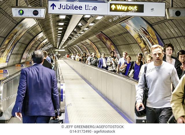 United Kingdom Great Britain England, London, Lambeth South Bank, Waterloo Station, underground subway tube, public transportation, travelator, moving sidewalk