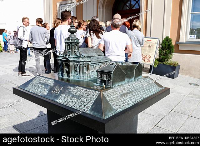 People are queuing to visit the museum of John Paul II in Wadowice, Poland