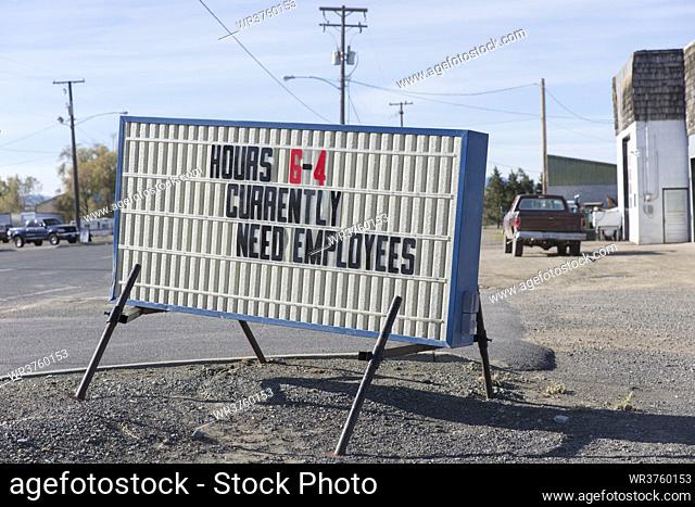 Help Wanted sign, Currently Need Employees sign for small town business