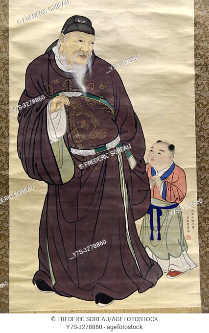 Guo Ziyi with a child by Maruyama Okyo (1733-95), color on silk, Edo period, dated 1792, Tokyo National Museum, Tokyo, Honshu, Japan, Asia