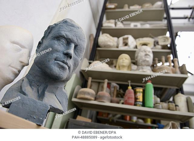 A bust of resistance fighter Claus von Stauffenberg (1907-1944) in the studio of sculptor Albert Ultsch in Bamberg,  Germany, 23 May 2014