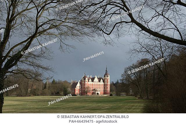 The castle built in 1520 located in Muskau Park in Bad Muskau, Germany, 24 February 2016. The landscape park that spans around 600 hectares