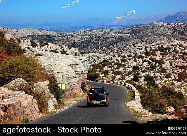 Road in El Torca National Park, El Torcal, Paraje Natural Torcal de Antequera, is an 1171 ha nature reserve with exceptional karst formations in Andalusia