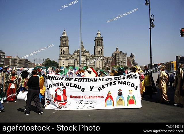 MEXICO CITY, MEXICO - DECEMBER 14, 2020: A person disguised as one of the Three Kings protests against of Government of Andres Manuel lopez Obrador due the...