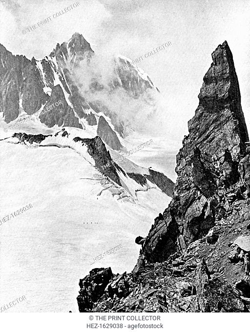 Mont Maudit as seen from the Aiguille Marbrees, the Alps, early 20th century