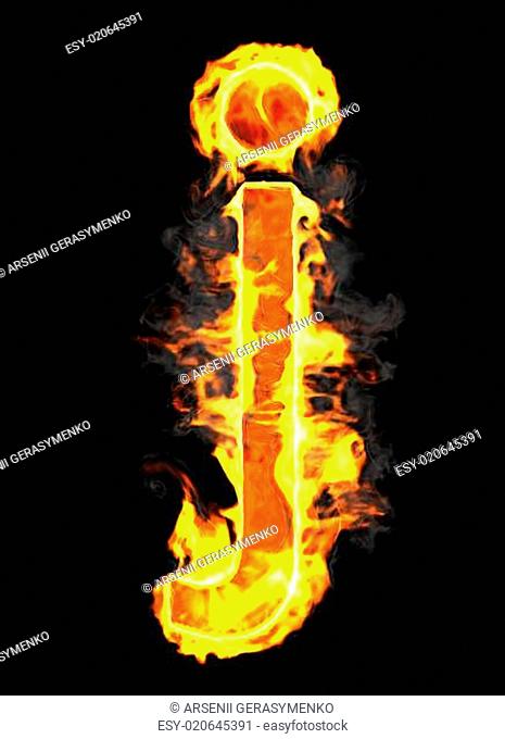 Burning and flame font J letter