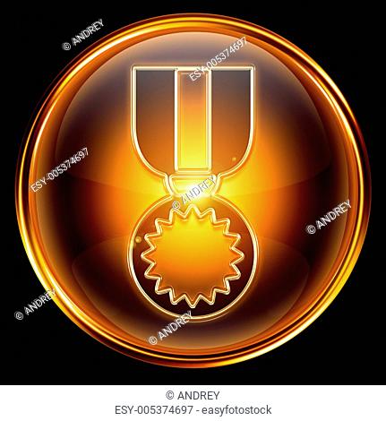 medal icon golden, isolated on black background