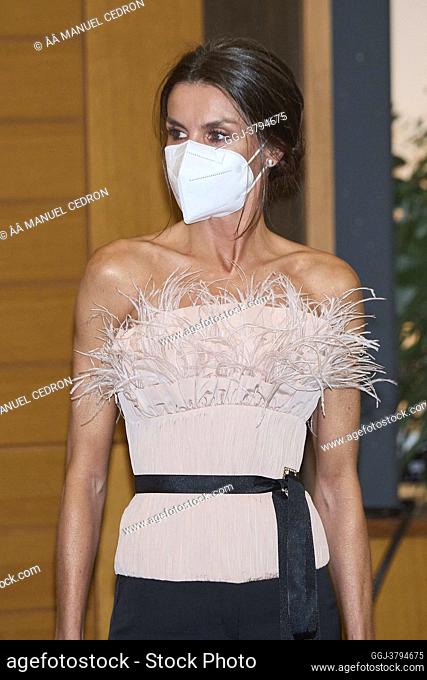 Queen Letizia of Spain attend Official Dinner hosted by the Co-Princes of Andorra during 2 day State visit to Principality of Andorra at Andorra Park Hotel on...