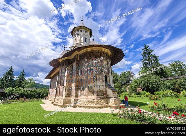 Exterior of Moldovita Monastery - Romanian Orthodox monastery located in commune of Vatra Moldovitei, Suceava County, Romania