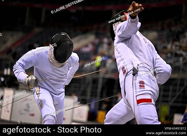 Fencing Athlete Neisser Loyola Lavin pictured in action during a fight in the men's 1/16 final epee competition, at the European Games in Krakow
